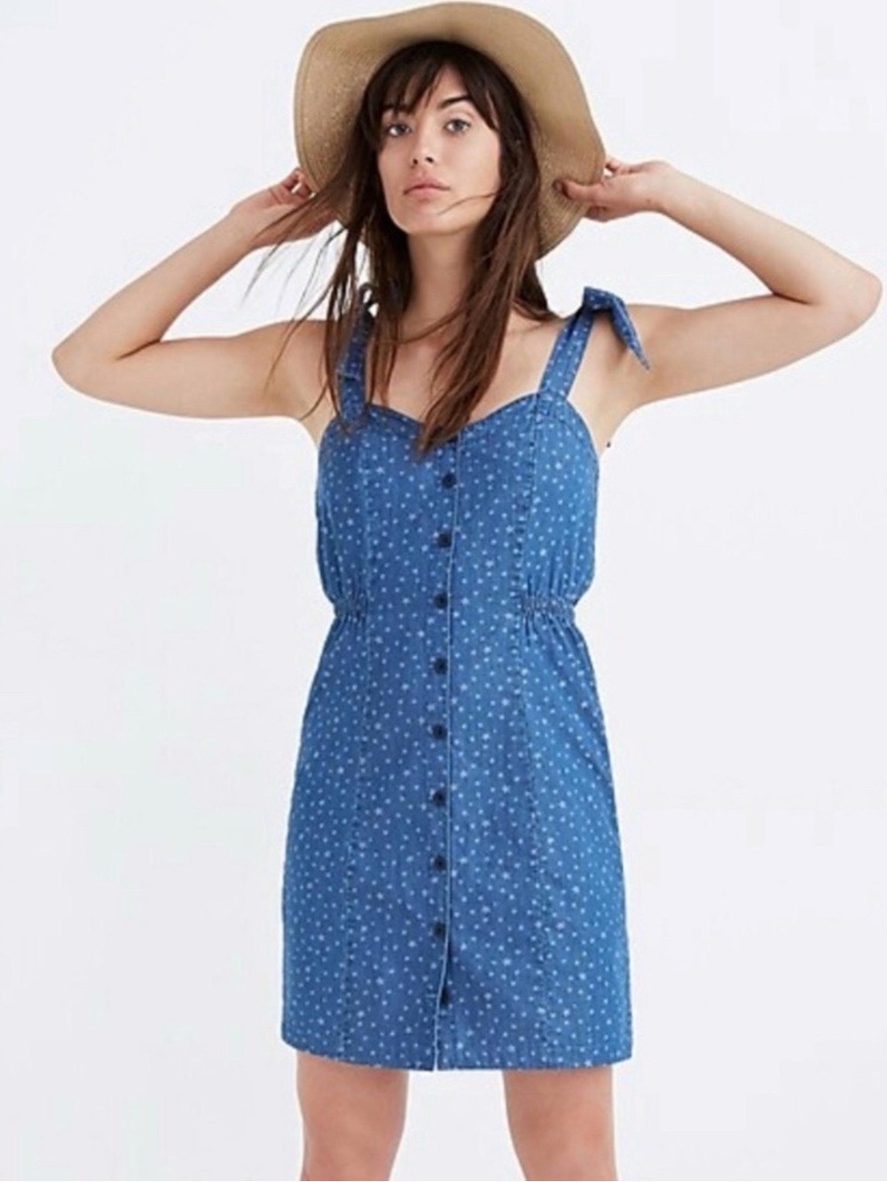 Madewell Star Patterned Tied Shoulder Dress